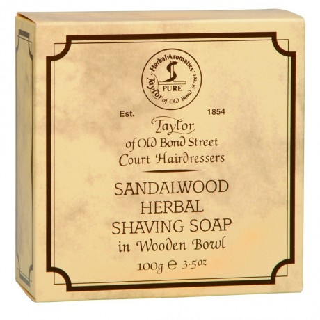 Taylor of Old Bond Street Sandalwood Herbal Shaving Hard-Soap in Wooden Bowl  Твердое мыло для бритья Sandalwood Herbal в деревянной миске