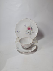 Waldershof Bavaria Чайное трио "Полевые цветы" c позолоченным ободком, Германия, 1960-70гг.