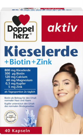 Doppelherz Kieselerde + Biotin + Zink Tabletten 40stk, Комплекс для укрепления волос с кремнием, биотином и цинком 40 шт.