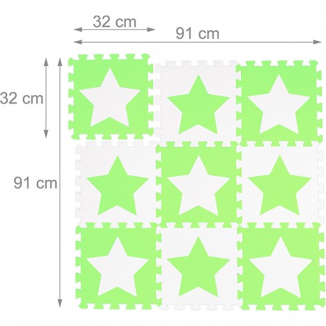 relaxdays 36 x Puzzlematte Sterne weiss-grun 36 x коврик-пазл звезды бело-зеленый