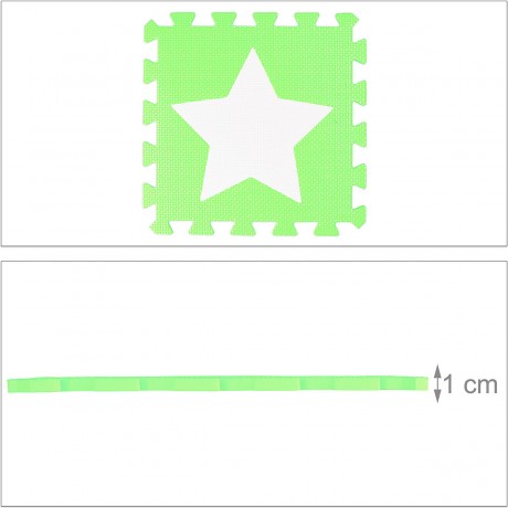 relaxdays 36 x Puzzlematte Sterne weiss-grun 36 x коврик-пазл звезды бело-зеленый