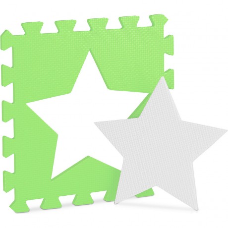 relaxdays 36 x Puzzlematte Sterne weiss-grun 36 x коврик-пазл звезды бело-зеленый