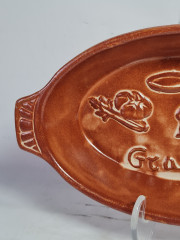 Блюдо винтажное Drei KERA с ручками, коричневая керамика, 23 x 12,5 x 5 см, Италия, 1960-70гг.