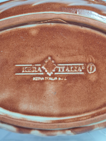 Блюдо винтажное Drei KERA с ручками, коричневая керамика, 23 x 12,5 x 5 см, Италия, 1960-70гг.