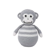 SindiBaba® Baby-Stehaufmannchen Affe CHARLIE gehakelt mit Glockchen (Bio) Детская поп-ап обезьянка ЧАРЛИ связана крючком с колокольчиком (органика)