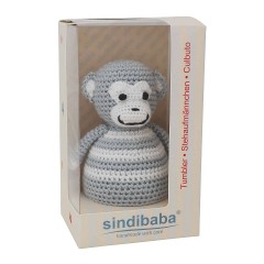 SindiBaba® Baby-Stehaufmannchen Affe CHARLIE gehakelt mit Glockchen (Bio) Детская поп-ап обезьянка ЧАРЛИ связана крючком с колокольчиком (органика)
