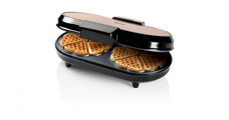 Bestron Bestron Doppel-Waffeleisen ADWM730CO fur Herzwaffeln kupfer/schwarz, 1.200 Watt kupfer/schwarz Двойная вафельница Bestron ADWM730CO для вафель-сердечек медный/черный, 1200 Вт