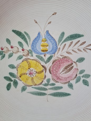 Тарелка декоративная винтажная Waechtlasech "Цветы", ручная роспись, 30 см, Германия, 1960-70гг