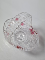 Anna Hutte Хрустальная корзина с красным узором в виде цветов, 15см x 16см, Германия, 1970-80гг.