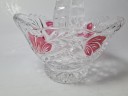 Anna Hutte Хрустальная корзина с красным узором в виде цветов, 15см x 16см, Германия, 1970-80гг.