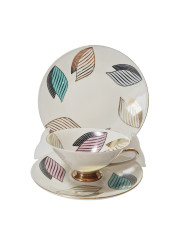 Z &amp; Co Tirschenreuth Bavaria Винтажное чайное трио "Абстракция" с разноцветным рисунком позолоченным ободком, Германия, 1960-70гг.