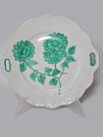 Seltmann Weiden Bavaria Тарелка с зеленым декором и фактурным рисунком, 27 см, Германия, 1960-70гг.