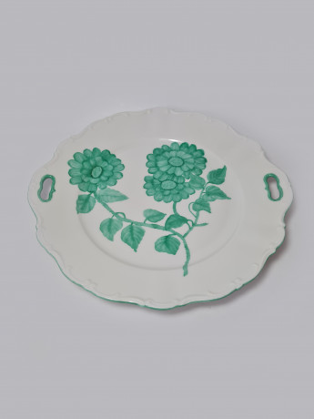 Seltmann Weiden Bavaria Тарелка с зеленым декором и фактурным рисунком, 27 см, Германия, 1960-70гг.