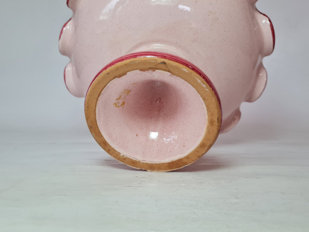 Фруктовница винтажная на ножке, в розовых тонах, с цветочным декором, керамика, Германия, 1970-80гг.