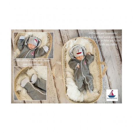 Hansekind Wollwalkanzug mit weich gefutterter Kapuze Шерстяной костюм с капюшоном на мягкой подкладке