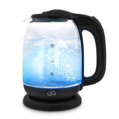 T24 T24 Wasserkocher Borosilikatglas Wasserkocher mit LED 2200 Watt 1,7 Liter THV schwarz, 1.7 l, 2200 W  Чайник T24 Чайник из боросиликатного стекла со светодиодной подсветкой 2200 Вт 1,7 л THV черный, 1,7 л, 2200 Вт