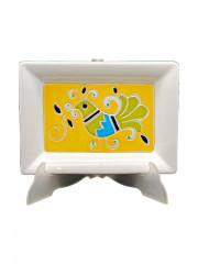 Блюдо винтажное Artiganato Sardo (Сардиния) с изображением птицы, фарфор, 21.5 х 15.5 см, Италия, 1970-80гг.