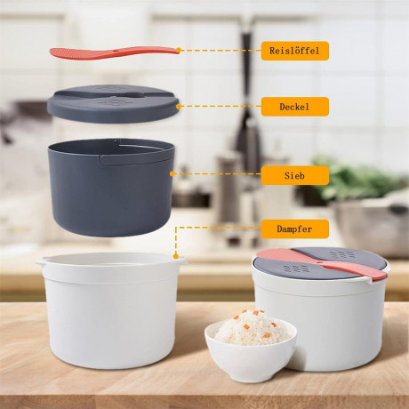 Yoyaxi Yoyaxi Reiskocher Mikrowellen-Reiskocher 2 Liter Fassungsvermogen, gute Versiegelung, Mikrowellen- und spulmaschinenfest Grun Рисоварка Yoyaxi Микроволновая рисоварка — емкость 2 литра, хорошая герметичность, можно использовать в микроволновой печи