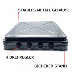 TronicXL TronicXL Gaskocher Campingkocher 4-flammig schwarz Campingherd Gaskocher fur Gasflasche  Газовая плита TronicXL, походная плита, 4 конфорки, черная походная газовая плита для газового баллона