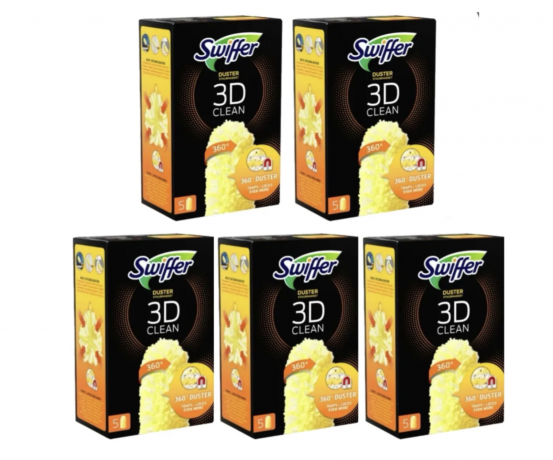 Swiffer  Staubmagnet 360 Tucher Nachfullpack, 5 packs x 5 Stk, Свиффер Сменные насадки 360 градусов против пыли для магнитной щетки, 5 штук x 5 упаковок
