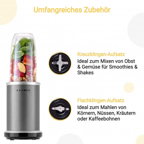 KLAMER KLAMER Smoothie-Maker KLAMER Bullet Mixer 1000 Watt, Smoothie Maker, elektrischer Shake Mix…  KLAMER Смузи-мейкер KLAMER Bullet Mixer, 1000 Вт, смузи-мейкер, электрическая смесь для коктейлей…