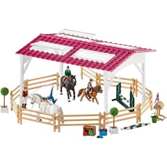 Schleich Schleich Horse Club 42389 Reitschule mit Reiterinnen und Pferden Schleich Horse Club 42389 Школа верховой езды с всадниками и лошадьми