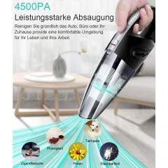TUABUR TUABUR Akku-Handstaubsauger Multifunktionaler kabelloser Auto-Nass- und Trockensauger, Mit Aufbewahrungstasche, ausgestattet mit 2000-mA-Akku, 4-in-1 multifunktionaler kabelloser Handstaubsauger, Geeignet fur Tierhaare, Autoinnenraume, Staub, Buro-