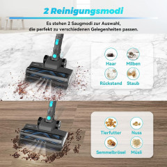 YISORA YISORA Akku-Hand-und Stielstaubsauger N300, Akku Staubsauger, 25KPa, 250W, Akku Staubsauger, 55 Minuten BLAU Беспроводной ручной и стержневой пылесос YISORA N300, беспроводной пылесос, 25 кПа, 250 Вт, беспроводной пылесос, 55 минут