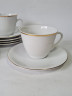 Набор чайный винтажный Seltmann Weiden K. Bavaria, белый фарфор с золотым кантом, чашка 3 шт., блюдце - 6 шт., Германия, 1960-1970гг.
