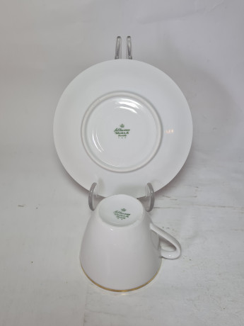 Набор чайный винтажный Seltmann Weiden K. Bavaria, белый фарфор с золотым кантом, чашка 3 шт., блюдце - 6 шт., Германия, 1960-1970гг.