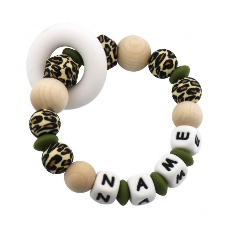 elefantasie Beissring Leopard personalisiert mit Namen Леопардовый прорезыватель персонализированный с именем