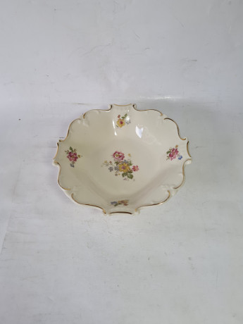 Тарелка винтажная Schrinding Bavaria для сервировки, цветочный декор и фигурный край, фарфор, 16 x 16 x 4,5 см, Германия, 1960-70гг.