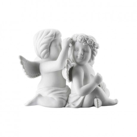 Rosenthal Rosenthal Engelpaar mit Blumenkranz klein weiss matt 6 cm Розенталь пара ангелочков с венком из цветов маленькие белые матовые 6 см