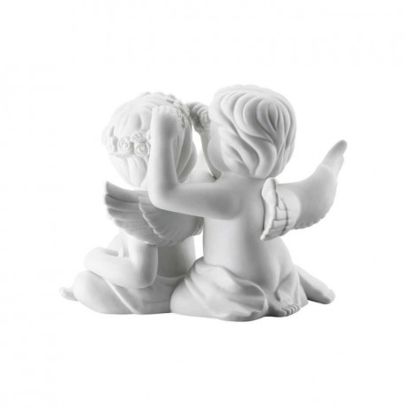 Rosenthal Rosenthal Engelpaar mit Blumenkranz klein weiss matt 6 cm Розенталь пара ангелочков с венком из цветов маленькие белые матовые 6 см