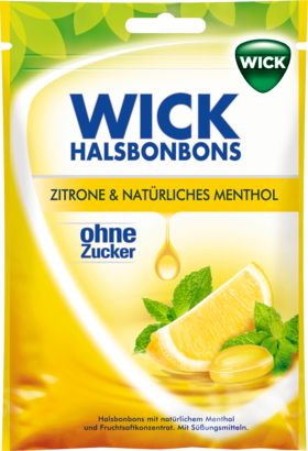 Wick Лимон	 и природный  Ментол	 конфеты без сахара, 72 г