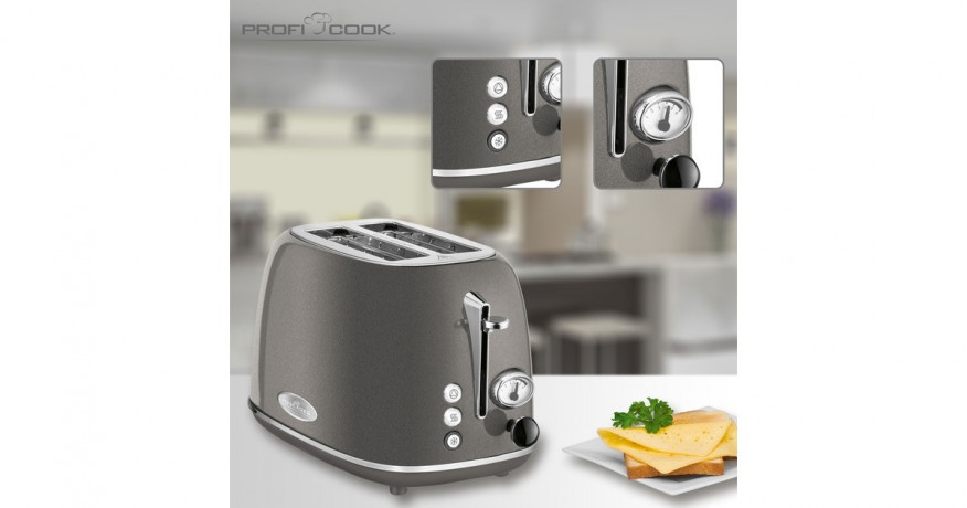 ProfiCook ProfiCook Toaster Vintage PC-TA 1193 anthrazit/chrom, 815 Watt, fur 2 Scheiben Toast  anthrazit/chrom Тостер ProfiCook Vintage PC-TA 1193 антрацит/хром, 815 Вт, на 2 ломтика тостов