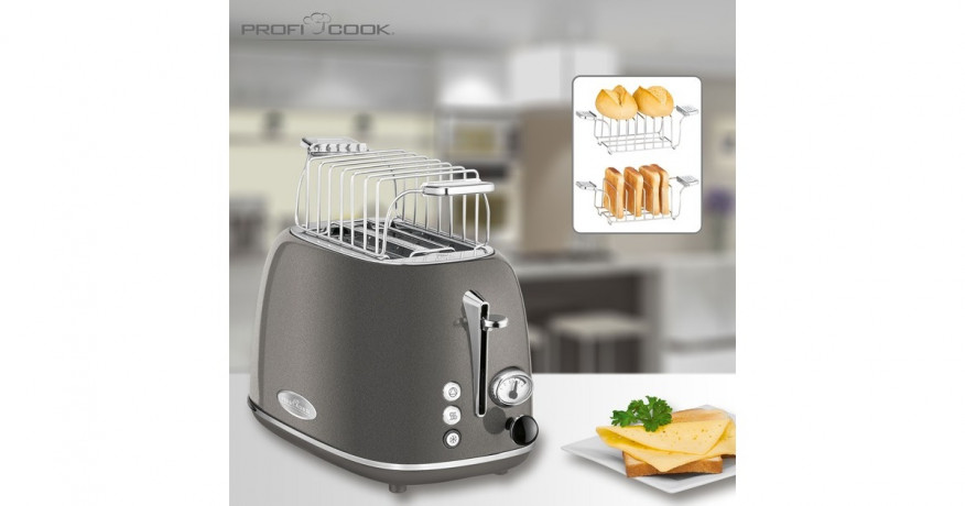 ProfiCook ProfiCook Toaster Vintage PC-TA 1193 anthrazit/chrom, 815 Watt, fur 2 Scheiben Toast  anthrazit/chrom Тостер ProfiCook Vintage PC-TA 1193 антрацит/хром, 815 Вт, на 2 ломтика тостов