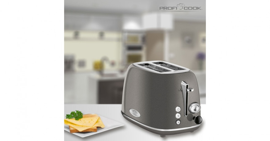 ProfiCook ProfiCook Toaster Vintage PC-TA 1193 anthrazit/chrom, 815 Watt, fur 2 Scheiben Toast  anthrazit/chrom Тостер ProfiCook Vintage PC-TA 1193 антрацит/хром, 815 Вт, на 2 ломтика тостов