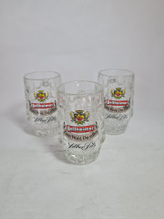 Немецкие пивные кружки винтажные Bellheimer /Siber Pils, стекло, 3 шт., 0.2 л, 12.5 см, Германия, 1970-80гг.