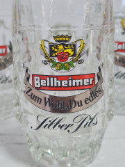Немецкие пивные кружки винтажные Bellheimer /Siber Pils, стекло, 3 шт., 0.2 л, 12.5 см, Германия, 1970-80гг.