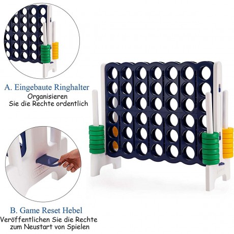 COSTWAY Vier Gewinnt Spielbrettsatze mit 42 Jumbo Ringen Соедините четыре набора игровых досок с 42 огромными кольцами.