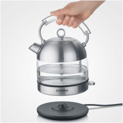 Severin Severin Wasserkocher WK 3454, 1.7 l, 2400 W, Edelstahl-Glas-Design, Retro Vintage, Kalkfilter  Чайник Severin WK 3454, 1,7 л, 2400 Вт, дизайн из стекла из нержавеющей стали, ретро-винтаж, фильтр от накипи