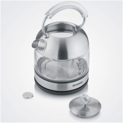 Severin Severin Wasserkocher WK 3454, 1.7 l, 2400 W, Edelstahl-Glas-Design, Retro Vintage, Kalkfilter  Чайник Severin WK 3454, 1,7 л, 2400 Вт, дизайн из стекла из нержавеющей стали, ретро-винтаж, фильтр от накипи