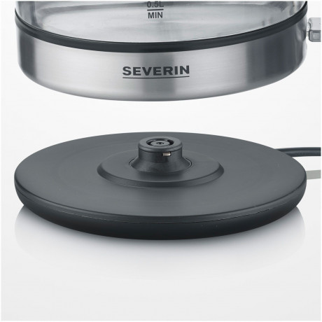 Severin Severin Wasserkocher WK 3454, 1.7 l, 2400 W, Edelstahl-Glas-Design, Retro Vintage, Kalkfilter  Чайник Severin WK 3454, 1,7 л, 2400 Вт, дизайн из стекла из нержавеющей стали, ретро-винтаж, фильтр от накипи