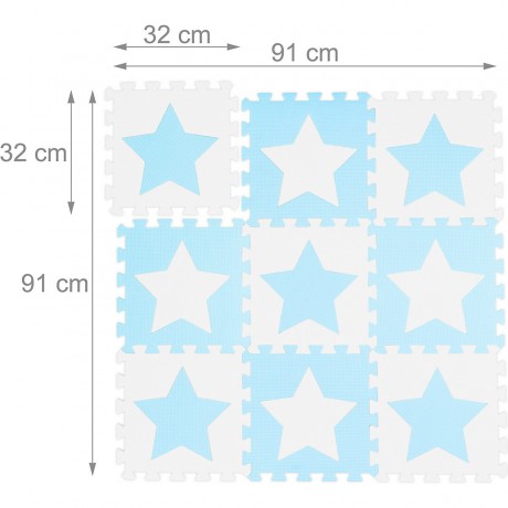 relaxdays 36 x Puzzlematte Sterne weiss-blau 36 x коврик-пазл звезды бело-голубой