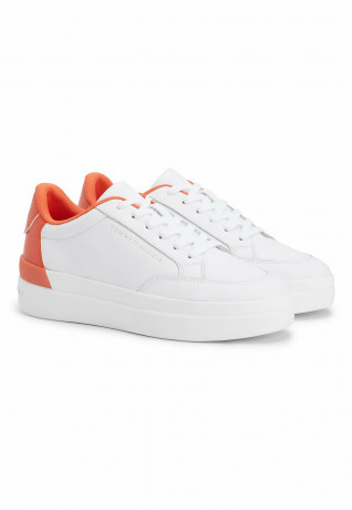 Tommy Hilfiger COLOUR POP CUPSOLE Trainers white earth orange COLOR POP CUPSOLE Кроссовки белый земляной оранжевый