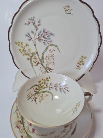 Rherinnfale Bavaria Чайное трио "Ветка мимозы", позолота, ручная роспись, Германия, 1960-70гг.