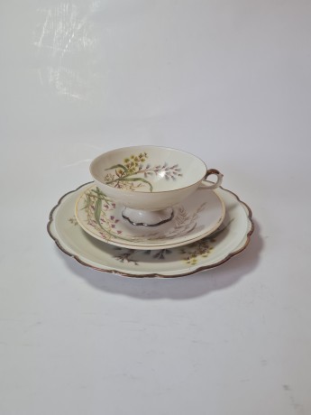 Rherinnfale Bavaria Чайное трио "Ветка мимозы", позолота, ручная роспись, Германия, 1960-70гг.