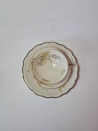 Rherinnfale Bavaria Чайное трио "Ветка мимозы", позолота, ручная роспись, Германия, 1960-70гг.