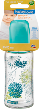 babylove Weithals-Glasflasche Высококачественная Стеклянная Бутылочка для Детей Любого Возраста Анти-колики 240ml, , 1 шт